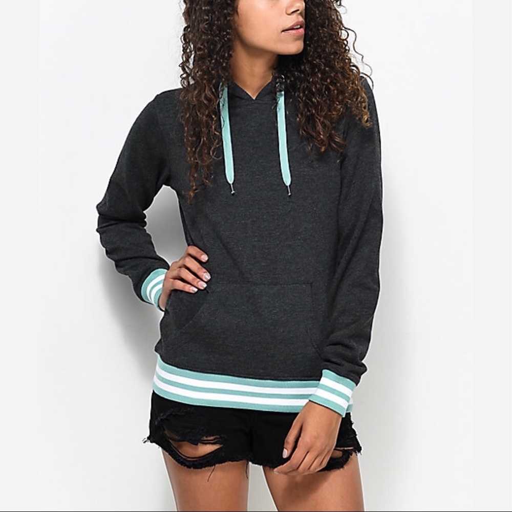 Finn Charcoal & Teal Hoodie